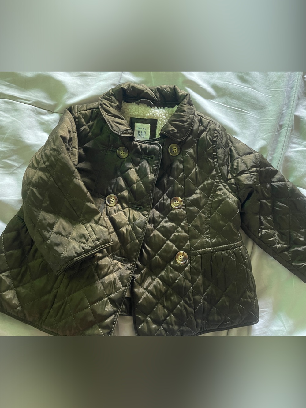 GAP Quilted Olive Green Kids Puffer Jacket